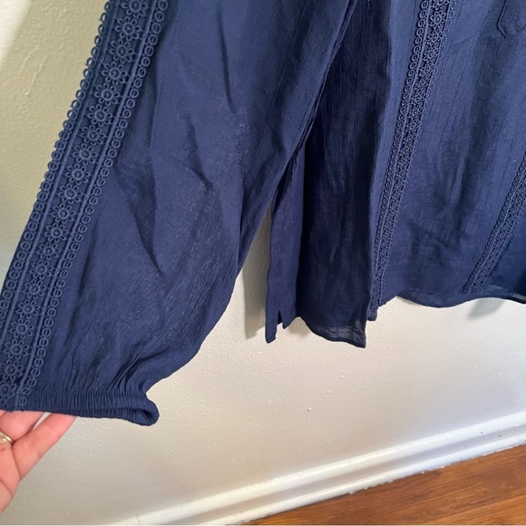 Counterparts Split Neck Blouse Navy Blue L - Picture 5 of 10